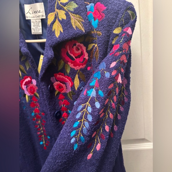 NWT Vintage Linea By Louis Dell'Olio Floral Design Embroidered Wool Jacket - Picture 5 of 7